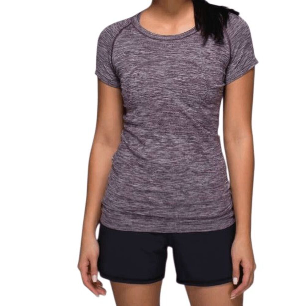 LULULEMON ATHLETIC Swiftly Tech Short Sleeve Crew In Heathered Back Cherry Size
